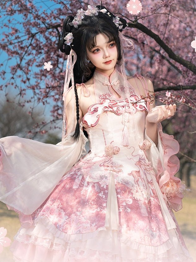 Flower Banquet Chinese Style Lolita Pink JSK 1229 - LolitaEraPink SetSFlower Banquet Chinese Style Lolita Pink JSK 1229