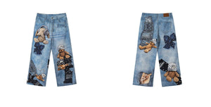 Fluffy Dreamland Toy Print Lolita Denim Jeans - LolitaEraBlue JeansXSFluffy Dreamland Toy Print Lolita Denim Jeans