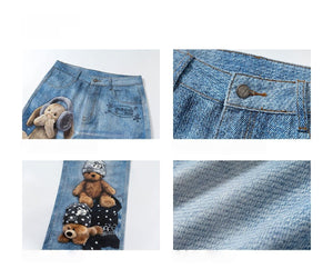 Fluffy Dreamland Toy Print Lolita Denim Jeans - LolitaEraBlue JeansXSFluffy Dreamland Toy Print Lolita Denim Jeans