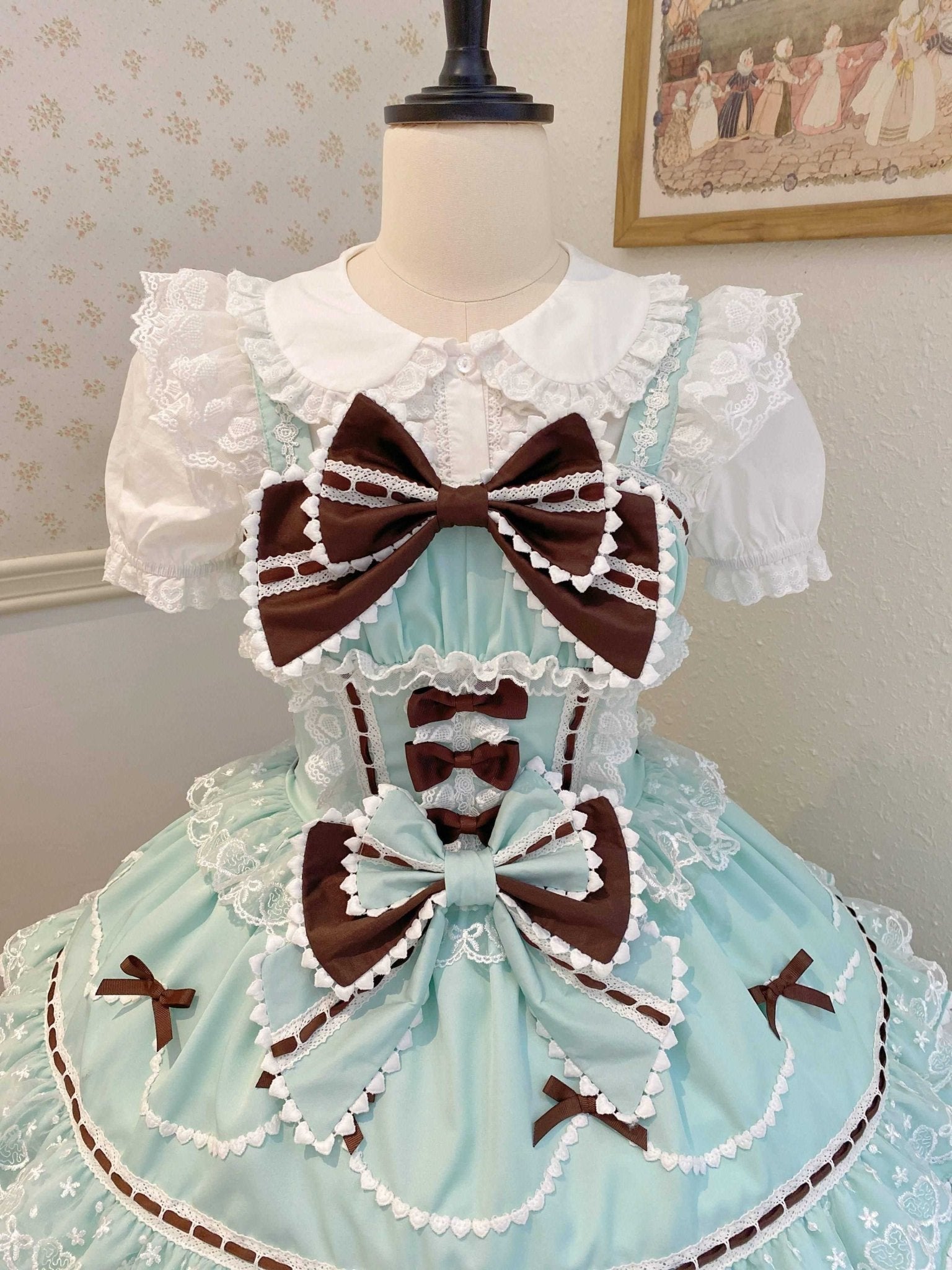 Fondant Cake Lolita Pink & Blue JSK Dress 1313 - LolitaEraChocolate JSKSFondant Cake Lolita Pink & Blue JSK Dress 1313