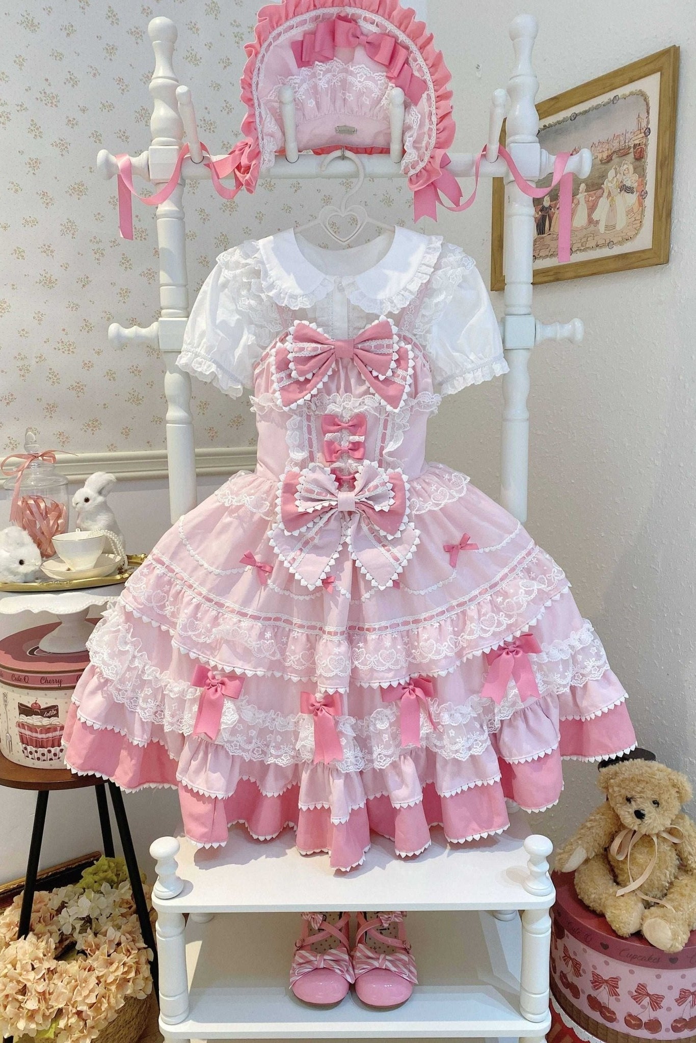 Fondant Cake Lolita Pink & Blue JSK Dress 1313 - LolitaEraBlue JSKSFondant Cake Lolita Pink & Blue JSK Dress 1313