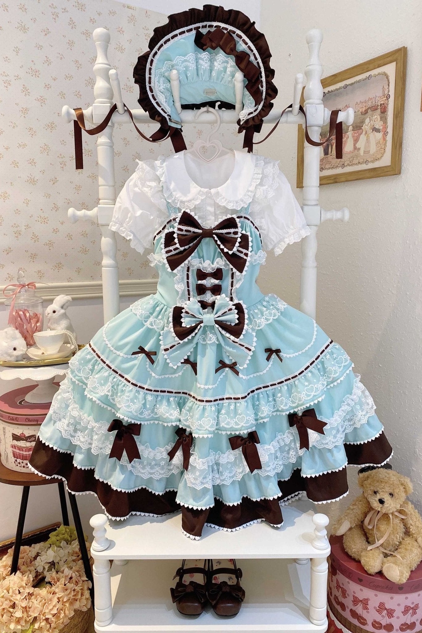 Fondant Cake Lolita Pink & Blue JSK Dress 1313 - LolitaEraChocolate JSK+BNTSFondant Cake Lolita Pink & Blue JSK Dress 1313