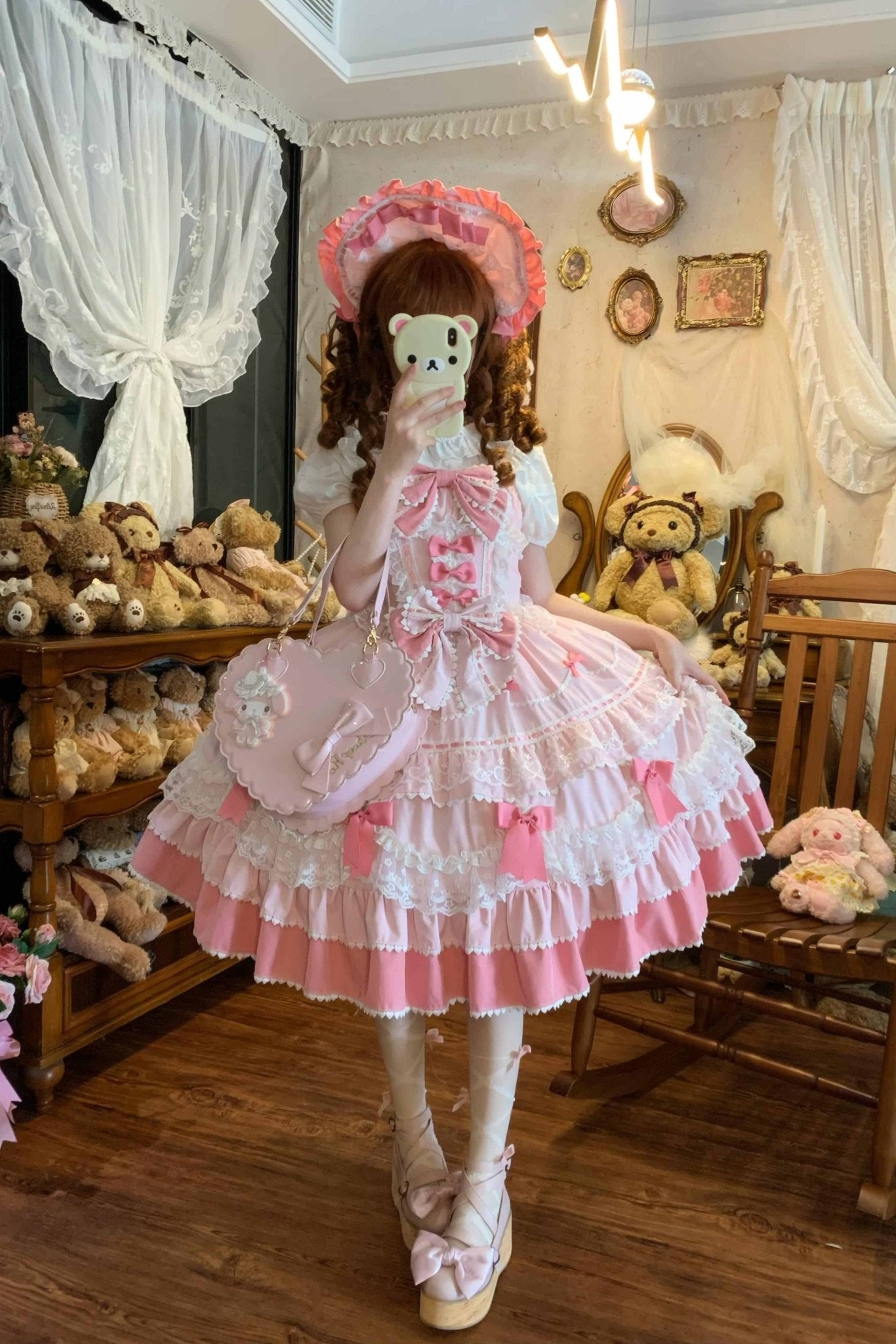 Fondant Cake Lolita Pink JSK Dress - LolitaEraPink JSKSFondant Cake Lolita Pink JSK Dress
