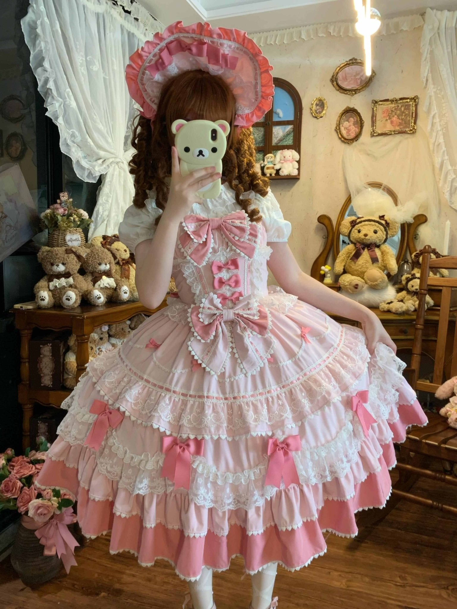 Fondant Cake Lolita Pink JSK Dress - LolitaEraPink JSKSFondant Cake Lolita Pink JSK Dress