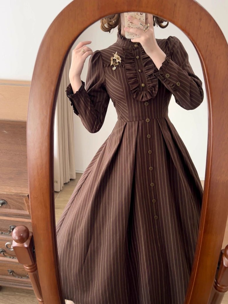 Forest Castle Vintage Brown Dress 1277 - LolitaEraBlack VestSForest Castle Vintage Brown Dress 1277