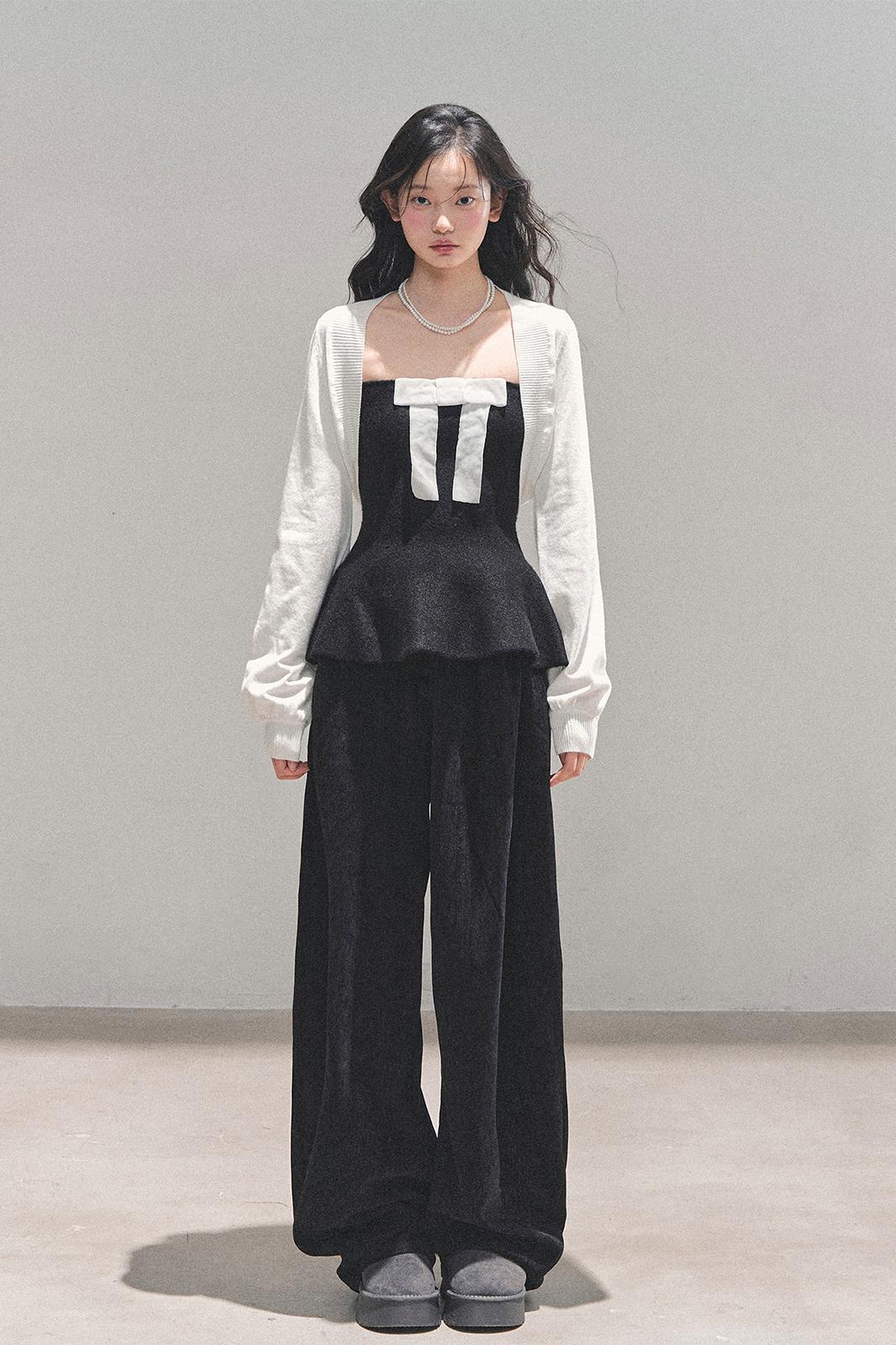 French Princess Two - Piece Winter Top & Shawl Set LE1160 - LolitaEraBlack topSFrench Princess Two - Piece Winter Top & Shawl Set LE1160