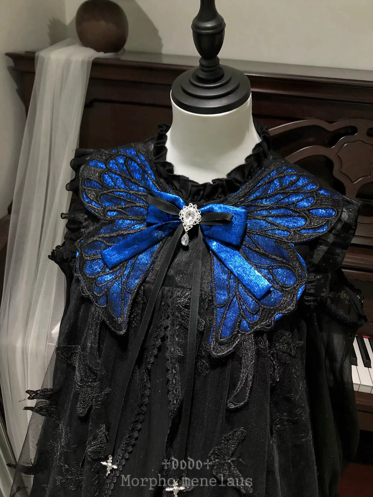 Blue Morpho Butterfly Dark Gothic Original Lolita OP Dress