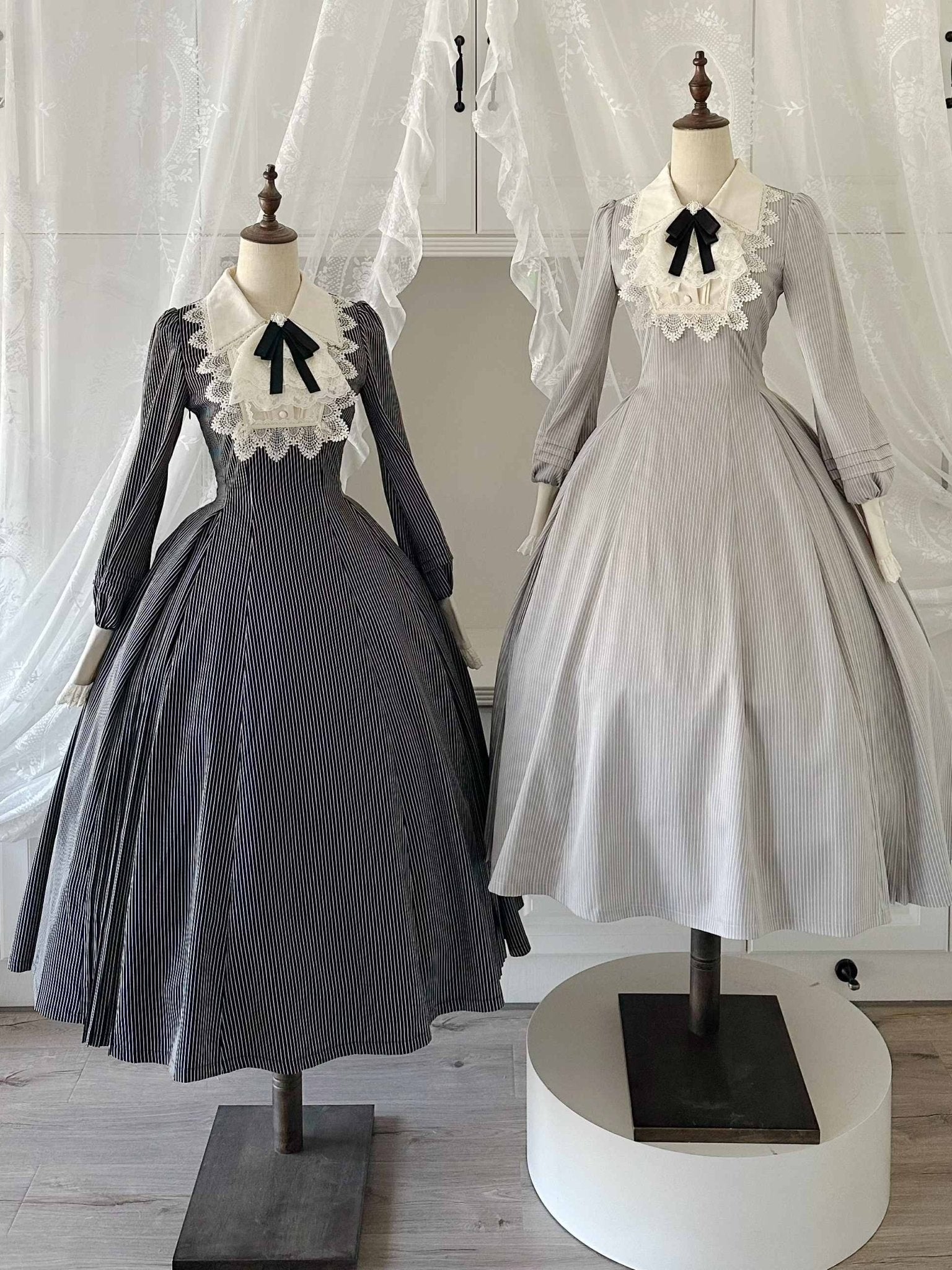 Garden Literature Maid Classic Lolita Dress - LolitaEraBlack Striped Dress + ApronXSGarden Literature Maid Classic Lolita Dress