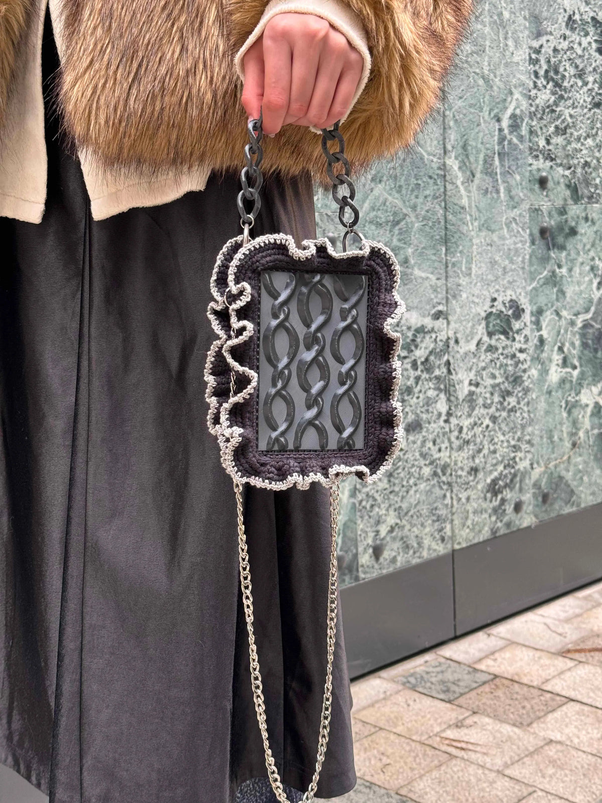 Genuine design trend bag, with snowflakes, trend of season