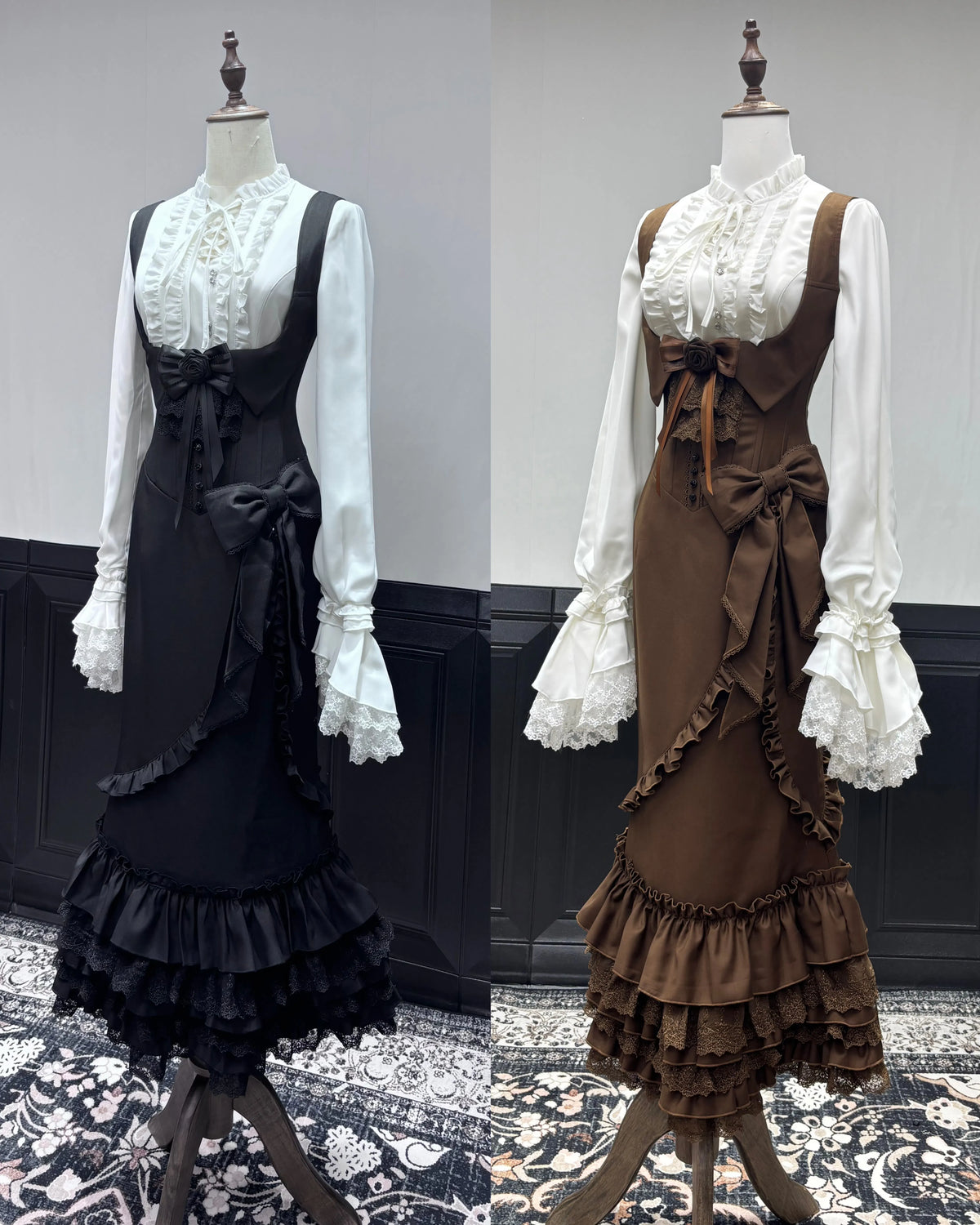 Genuine shirt, french style, "fish tail" cut, hip-accented, Lolita style