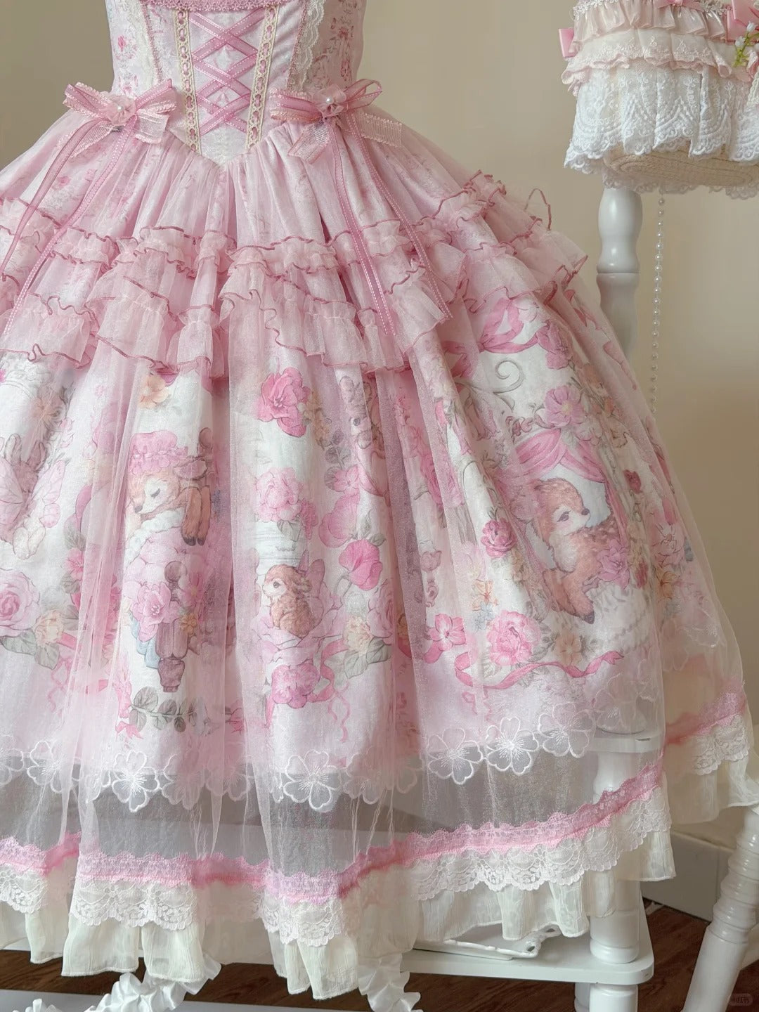 Pink Jacquard Print Sweet Classic Lolita JSK