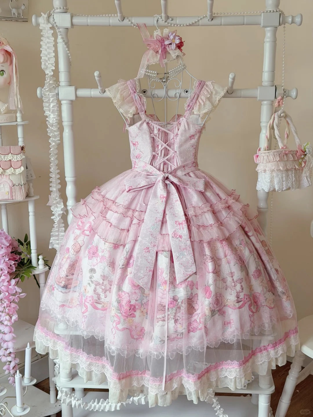 Pink Jacquard Print Sweet Classic Lolita JSK