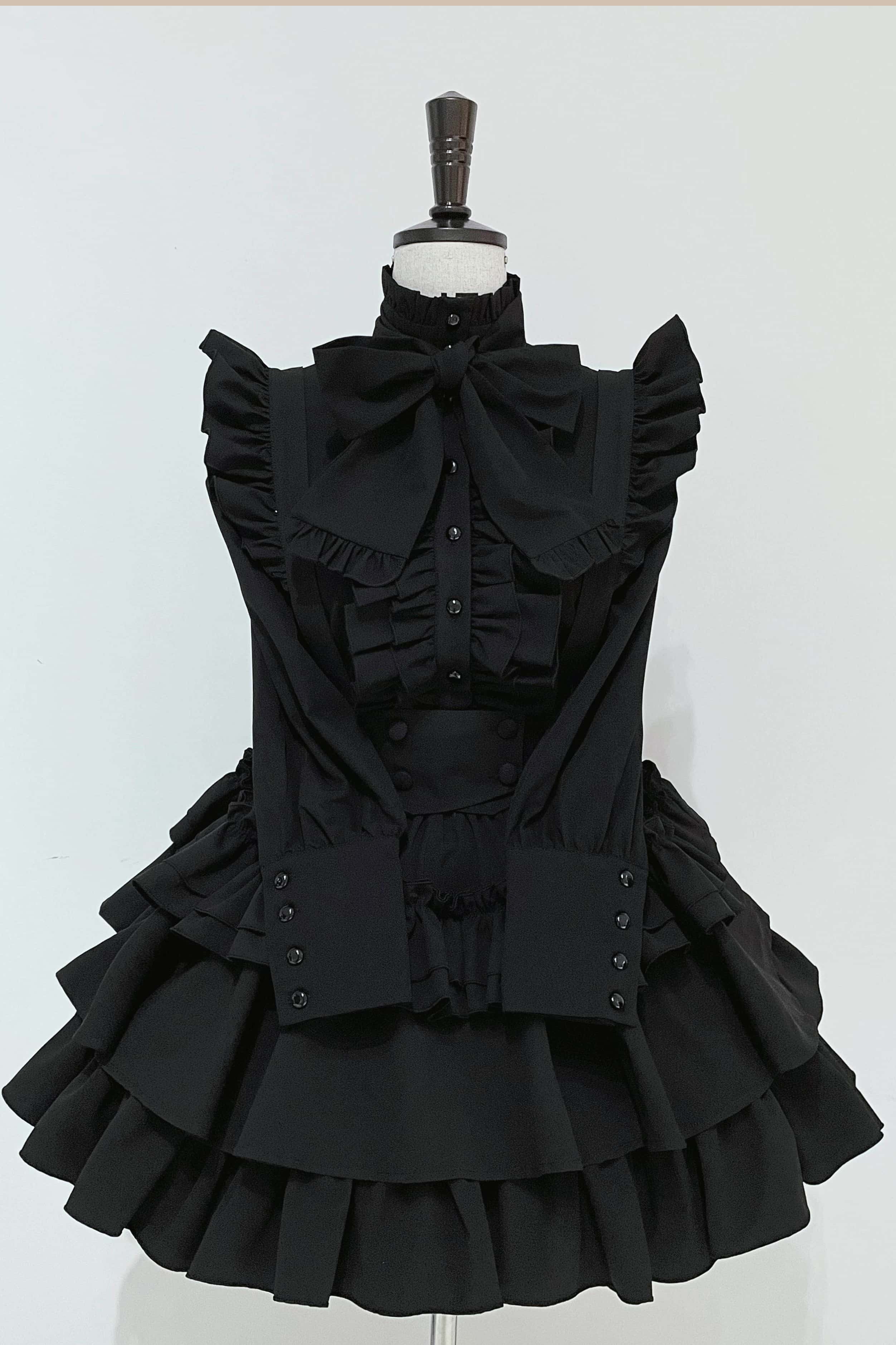 Doll Gift Box Gothic Lolita Black Shirt & Skirt Set