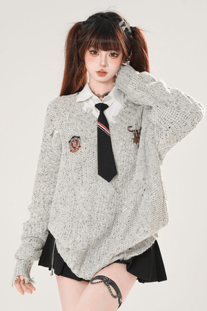 Girly Style Chestnut Brown Academia Knit Sweater - LolitaEraBrownSGirly Style Chestnut Brown Academia Knit Sweater