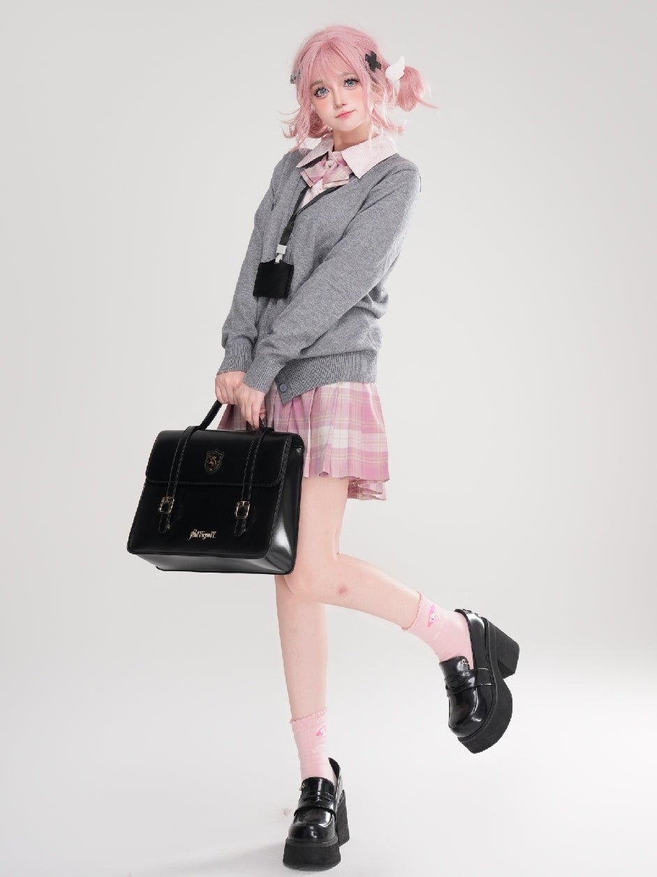 Girly Style Japanese Academia Faux 2 - Piece Sweater - LolitaEraGreenSGirly Style Japanese Academia Faux 2 - Piece Sweater