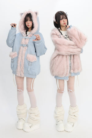 Glacier Cat Encounter Reversible Bomber Jacket - LolitaEraBomber JacketSGlacier Cat Encounter Reversible Bomber Jacket