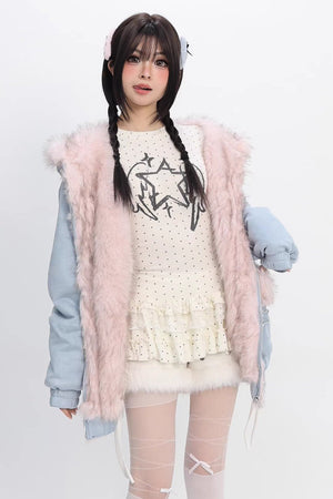 Glacier Cat Encounter Reversible Bomber Jacket - LolitaEraBomber JacketSGlacier Cat Encounter Reversible Bomber Jacket