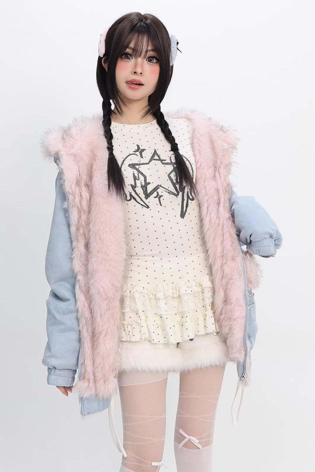 Glacier Cat Encounter Reversible Bomber Jacket - LolitaEraBomber JacketSGlacier Cat Encounter Reversible Bomber Jacket