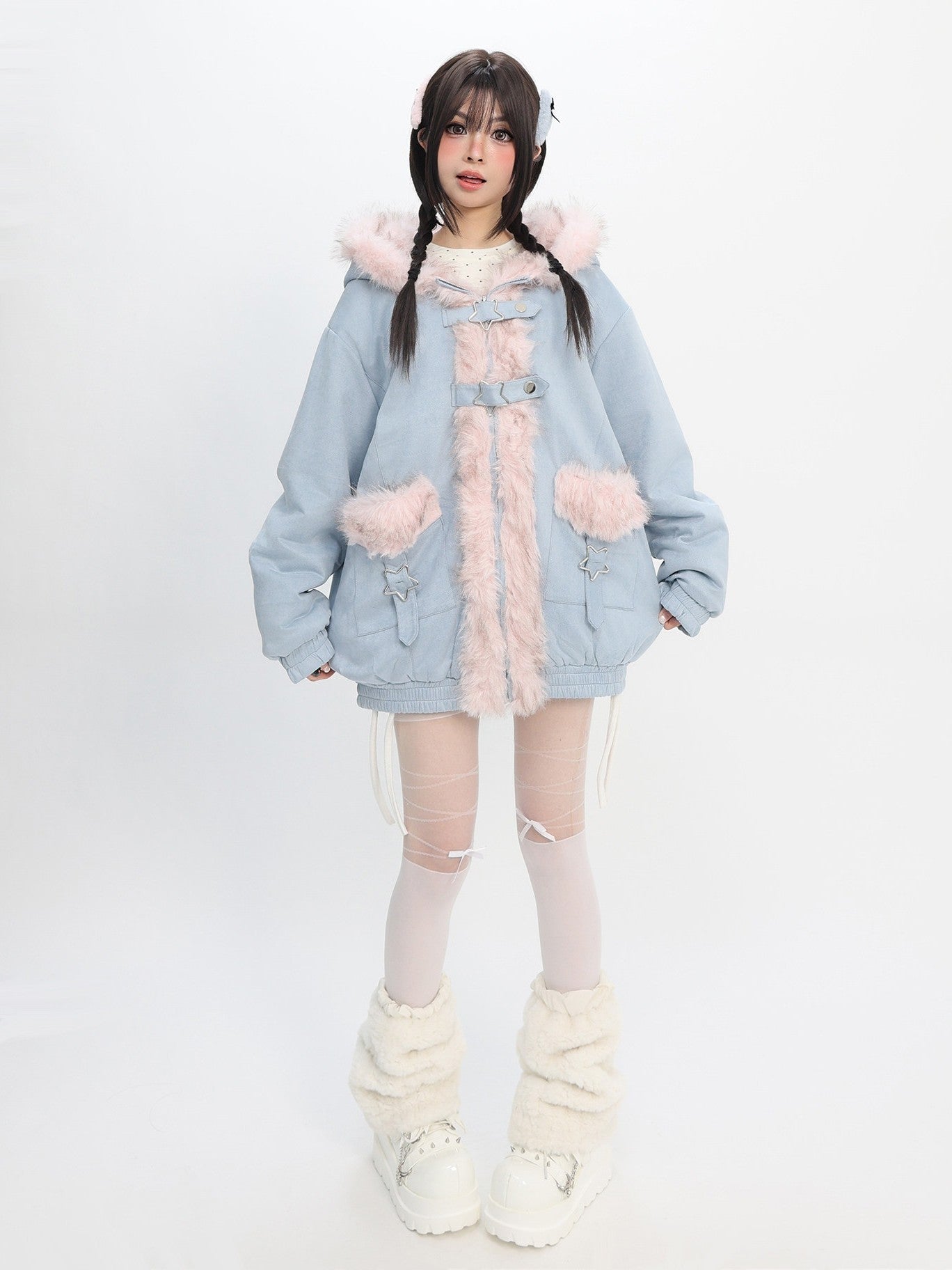 Glacier Cat Encounter Reversible Bomber Jacket - LolitaEraBomber JacketSGlacier Cat Encounter Reversible Bomber Jacket