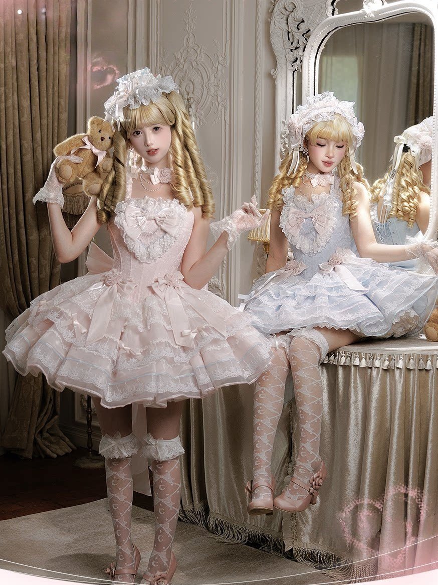 Glass Isle Balletcore Elegant Blue JSK Tiered Dress - LolitaEraBlue JSKSGlass Isle Balletcore Elegant Blue JSK Tiered Dress