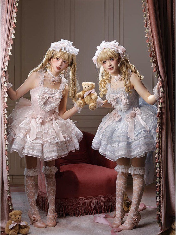 Glass Isle Balletcore Elegant Blue JSK Tiered Dress - LolitaEraBlue JSKSGlass Isle Balletcore Elegant Blue JSK Tiered Dress