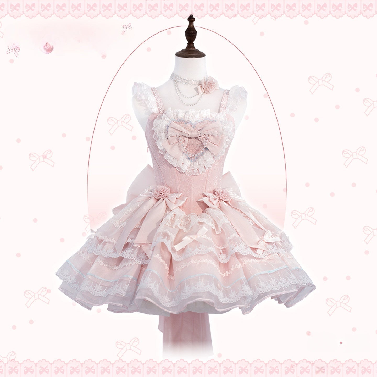 Glass Isle Balletcore Elegant Pink JSK Tiered Dress - LolitaEraPink JSKSGlass Isle Balletcore Elegant Pink JSK Tiered Dress