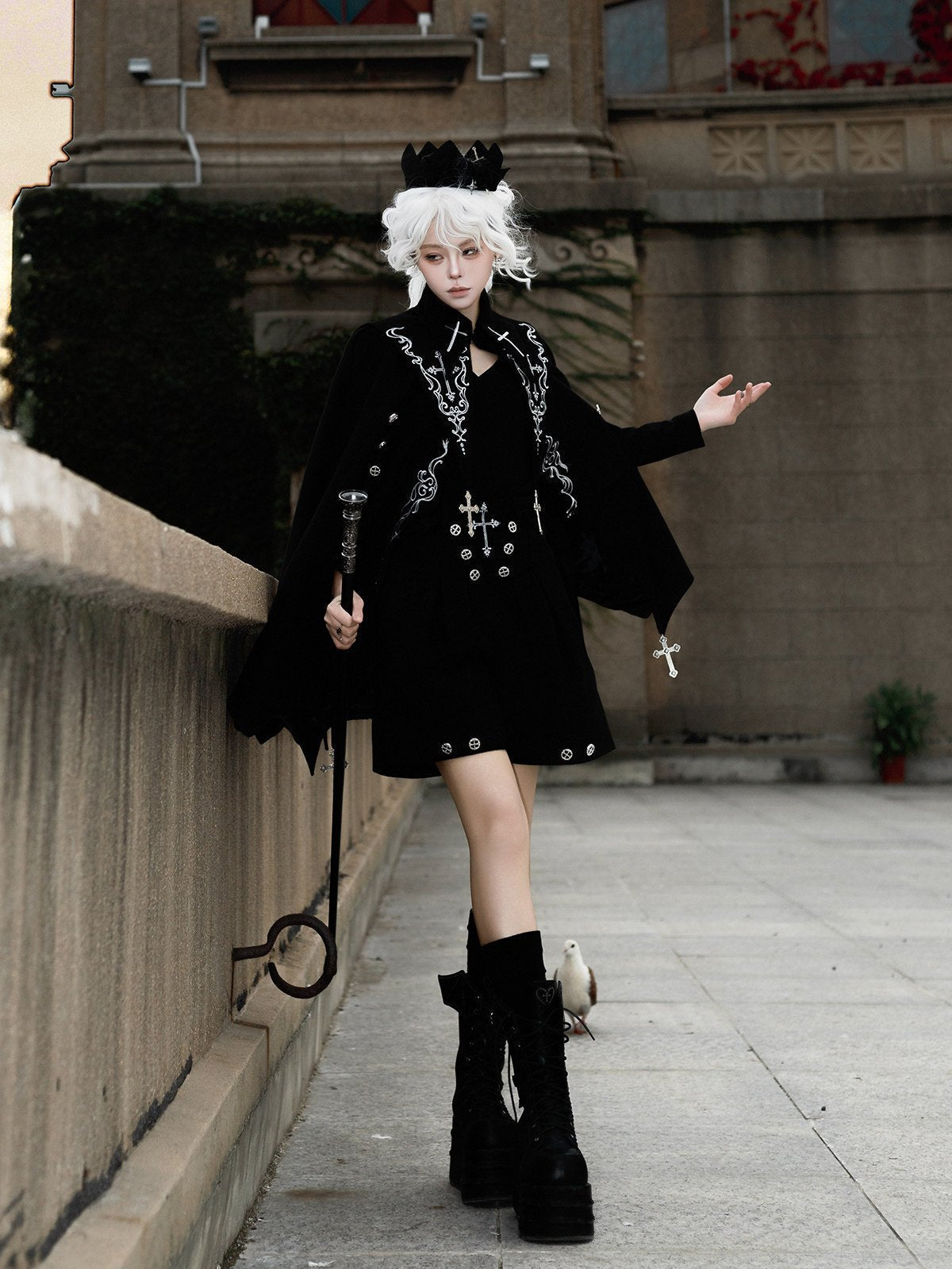 Gothic Bat Cape Shota Knight Prince Set - LolitaEraCape + Top + ShortsSBlackGothic Bat Cape Shota Knight Prince Set