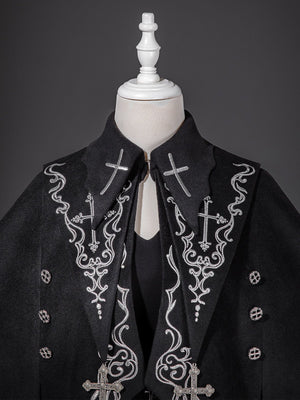 Gothic Bat Cape Shota Knight Prince Set - LolitaEraCape + Top + ShortsSBlackGothic Bat Cape Shota Knight Prince Set