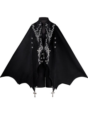 Gothic Bat Cape Shota Knight Prince Set - LolitaEraCape + Top + ShortsSBlackGothic Bat Cape Shota Knight Prince Set