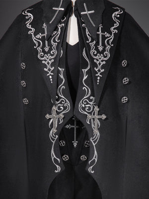 Gothic Bat Cape Shota Knight Prince Set - LolitaEraCape + Top + ShortsSBlackGothic Bat Cape Shota Knight Prince Set