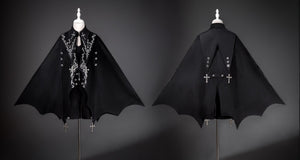 Gothic Bat Cape Shota Knight Prince Set - LolitaEraCape + Top + ShortsSBlackGothic Bat Cape Shota Knight Prince Set
