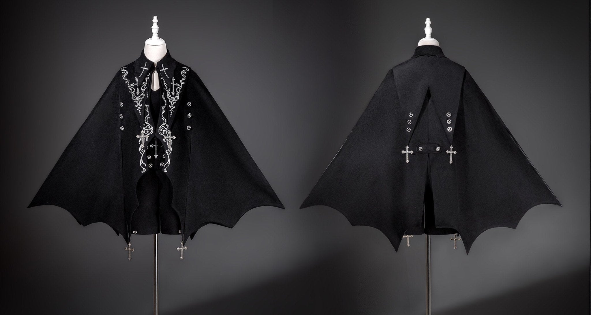 Gothic Bat Cape Shota Knight Prince Set - LolitaEraCape + Top + ShortsSBlackGothic Bat Cape Shota Knight Prince Set
