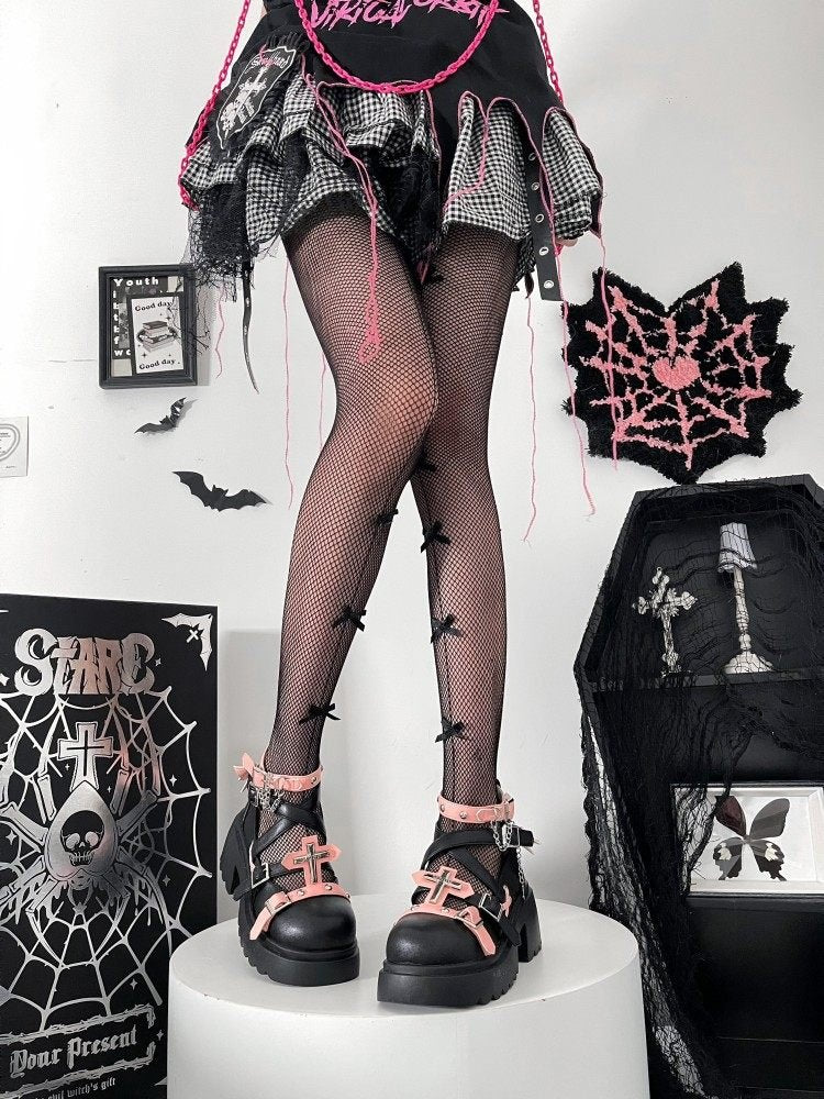 Gothic Girl Y2K Studded High Heels 1308 - LolitaEraBlack Set34Gothic Girl Y2K Studded High Heels 1308