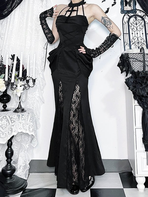 Gothic Lace Sexy Party Gown - LolitaEraBlack SetXSGothic Lace Sexy Party Gown