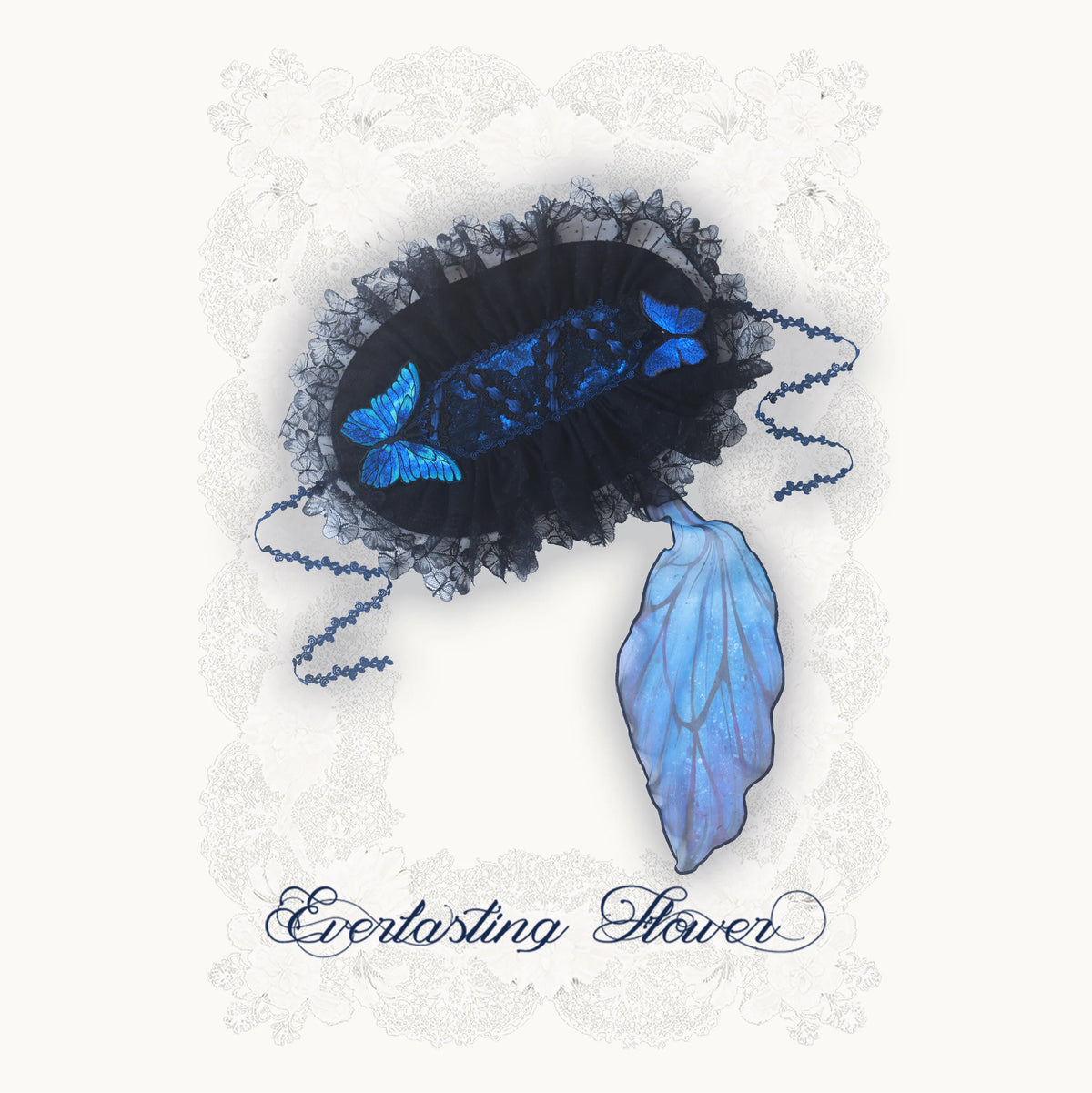 "Shimmering Butterfly" Twelve Mi Hua Original Dark Gothic Embroidery Blue Morpho JSK High-Low Gorgeous Lolita Dress