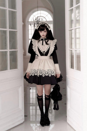 Gothic Nun Black Long and Short OP - LolitaEraShort OP SetSGothic Nun Black Long and Short OP