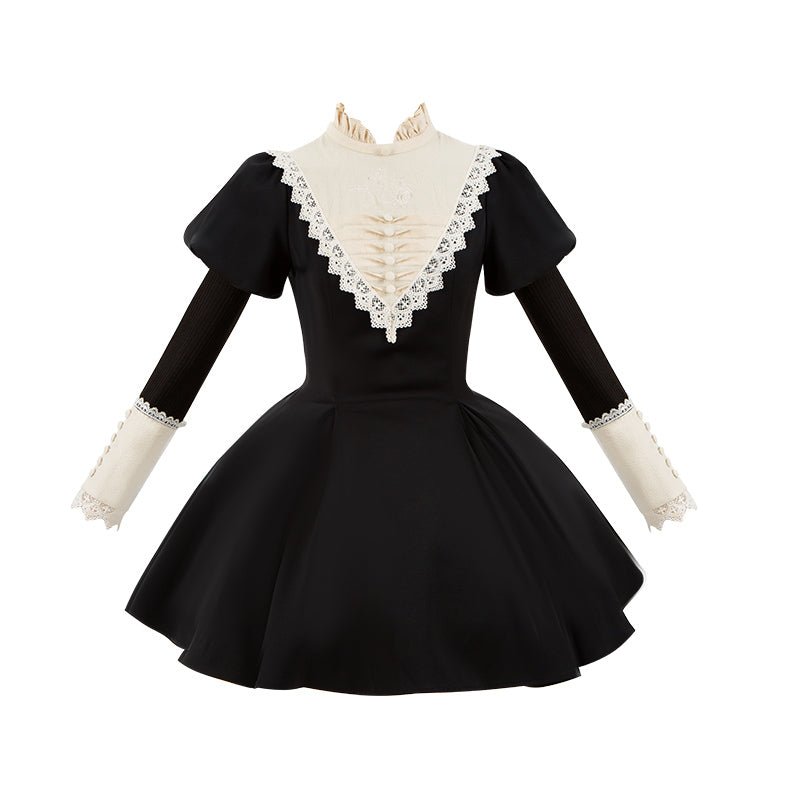 Gothic Nun Black Long and Short OP - LolitaEraLong OP SetSGothic Nun Black Long and Short OP