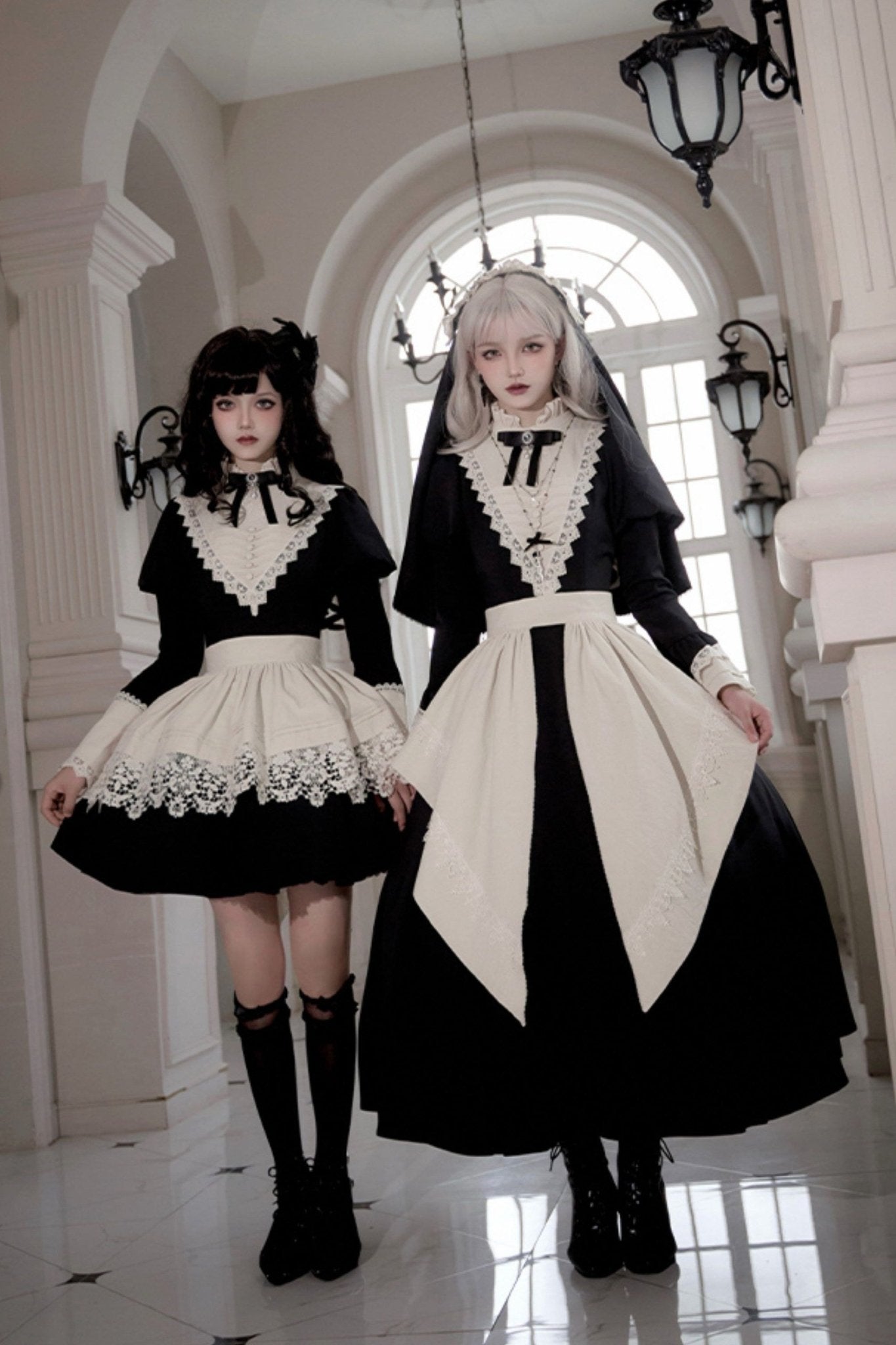 Gothic Nun Black Long and Short OP - LolitaEraShort OP SetSGothic Nun Black Long and Short OP
