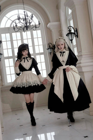 Gothic Nun Black Long and Short OP - LolitaEraShort OP SetSGothic Nun Black Long and Short OP
