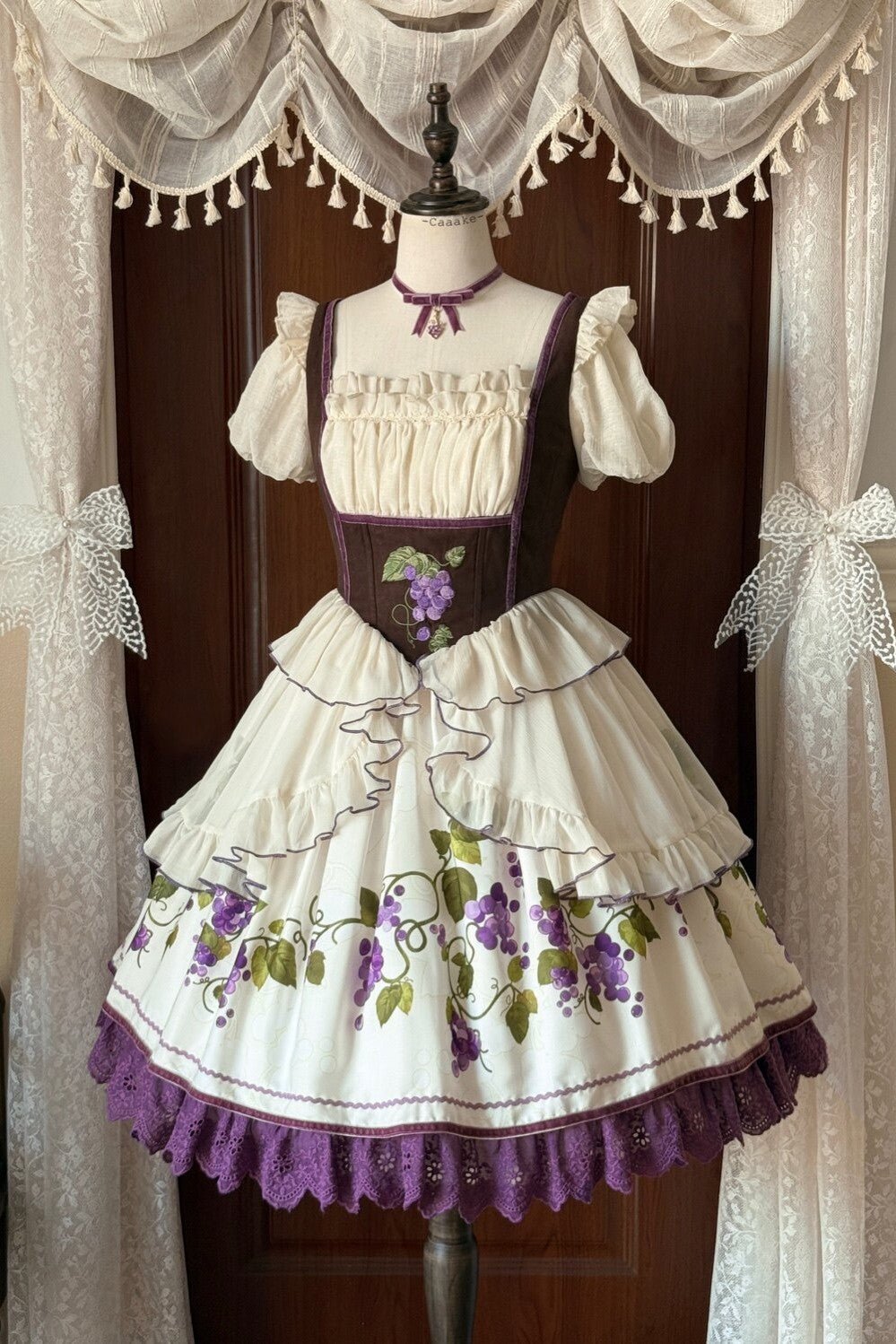 Grape Vine Manor Bavarian Style Lolita OP - LolitaEraOP DressPurpleSGrape Vine Manor Bavarian Style Lolita OP