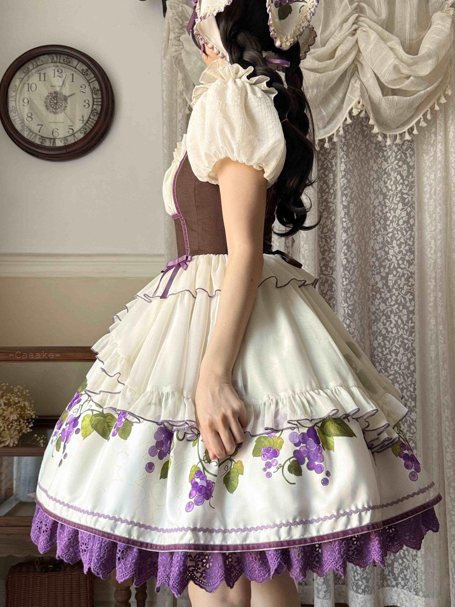 Grape Vine Manor Bavarian Style Lolita OP - LolitaEraOP DressPurpleSGrape Vine Manor Bavarian Style Lolita OP