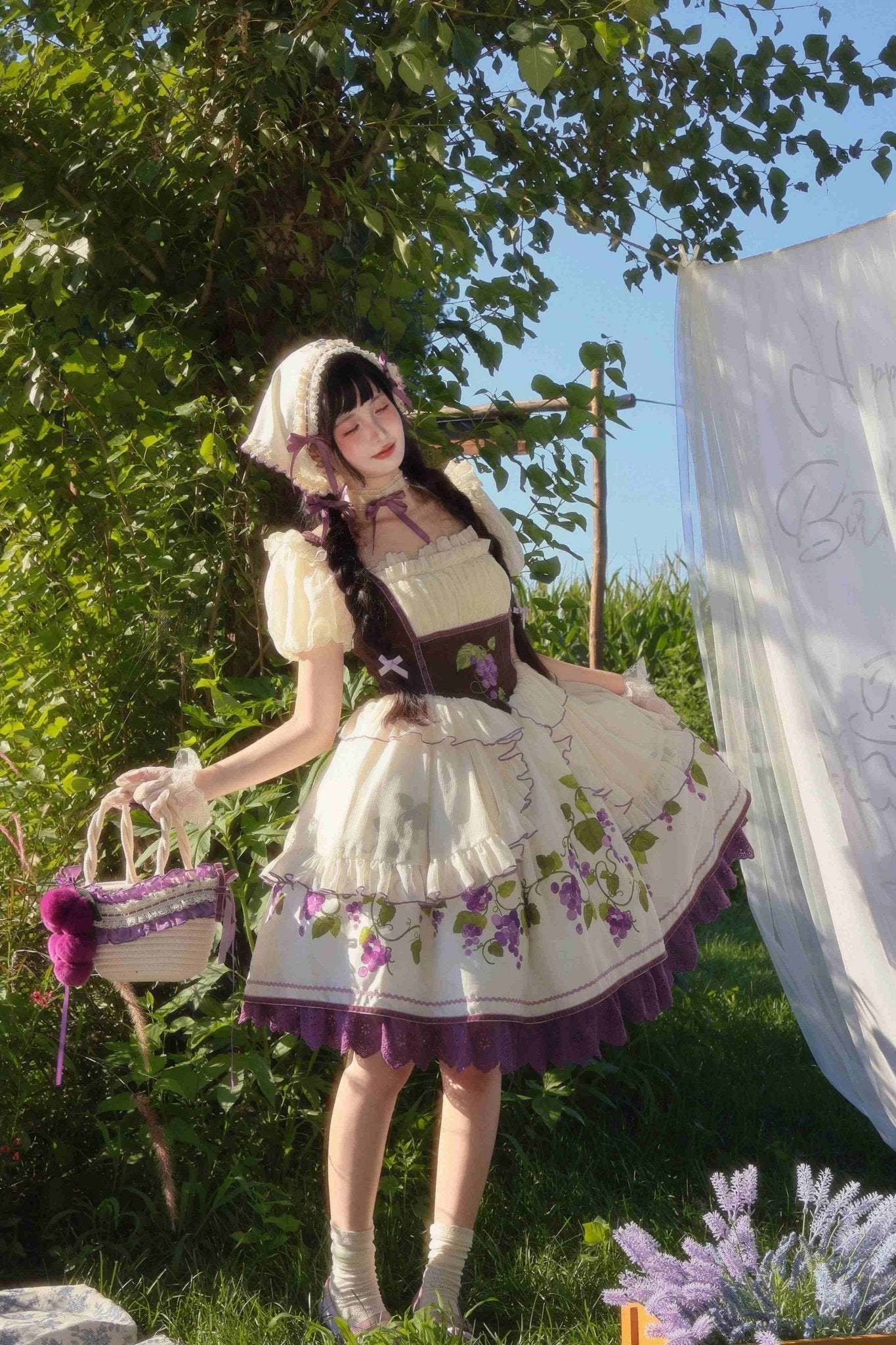 Grape Vine Manor Bavarian Style Lolita OP - LolitaEraOP DressPurpleSGrape Vine Manor Bavarian Style Lolita OP