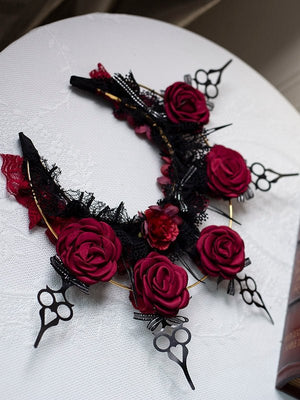 Halloween Gothic Witch Sorcerer Hat LE4156 - LolitaEraBlack and Red HaloHalloween Gothic Witch Sorcerer Hat LE4156