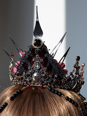 Halloween Gothic Witch Sorcerer Hat LE4156 - LolitaEraBlack and Red CrownHalloween Gothic Witch Sorcerer Hat LE4156