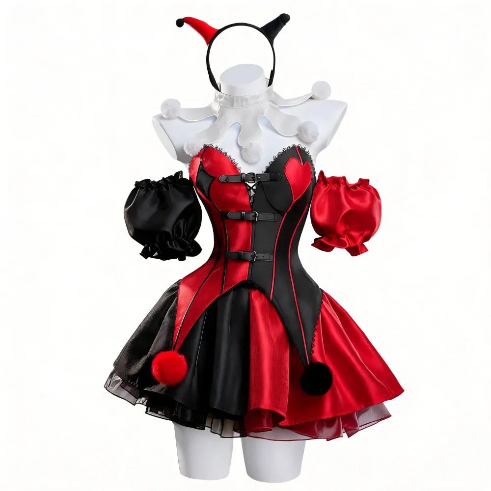 Halloween Sexy Roleplay Clown Cosplay Costume Red Horror Clown Party Set - LolitaEra