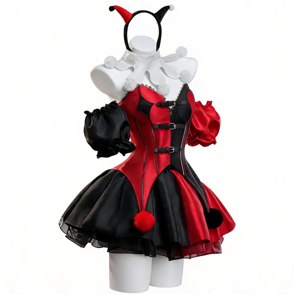 Halloween Sexy Roleplay Clown Cosplay Costume Red Horror Clown Party Set - LolitaEra