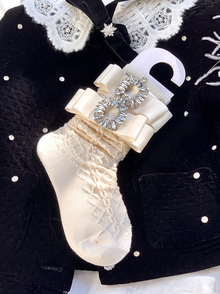 Handmade Diamond Slouchy Girly Socks - LolitaEraBlack SetHandmade Diamond Slouchy Girly Socks