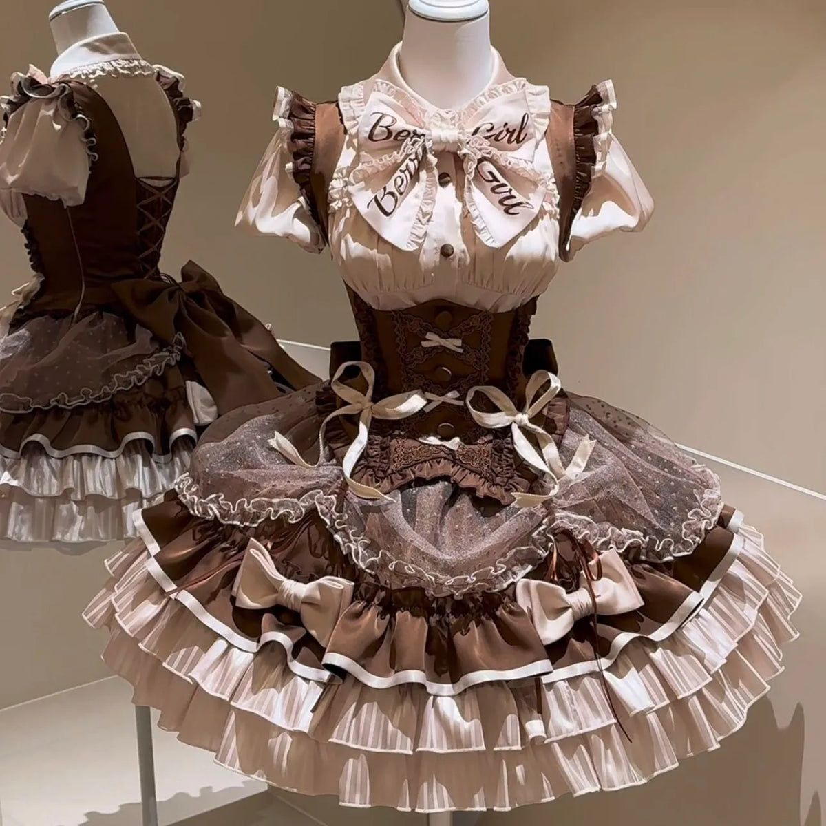 【In Stock Now】A Little Milk Candy Heart-Beating Support Milk Coffee Soft and Cute Set Lolita Dress