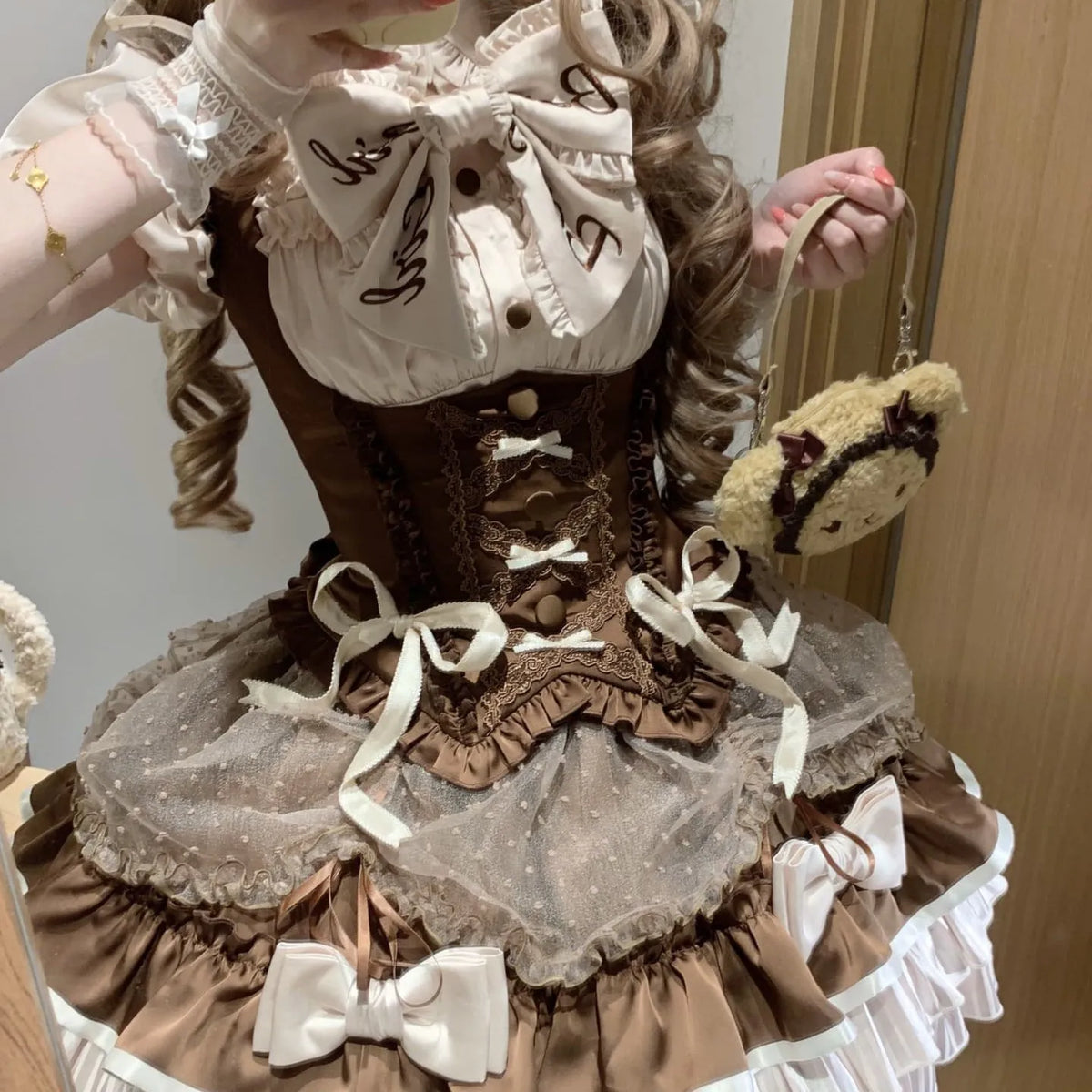 【In Stock Now】A Little Milk Candy Heart-Beating Support Milk Coffee Soft and Cute Set Lolita Dress