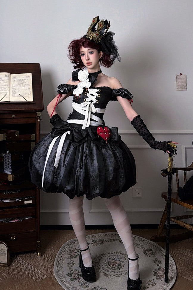 Heart Theatre Gothic Grotesque Lolita OP Dress - LolitaEra